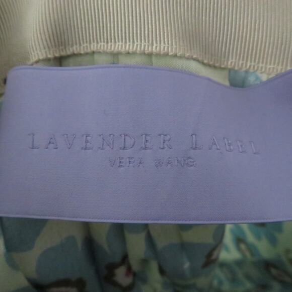 Vera Wang Lavender Label Women Sz 2 Blue Cream Brown Floral Pleated Midi Skirt - Picture 4 of 6